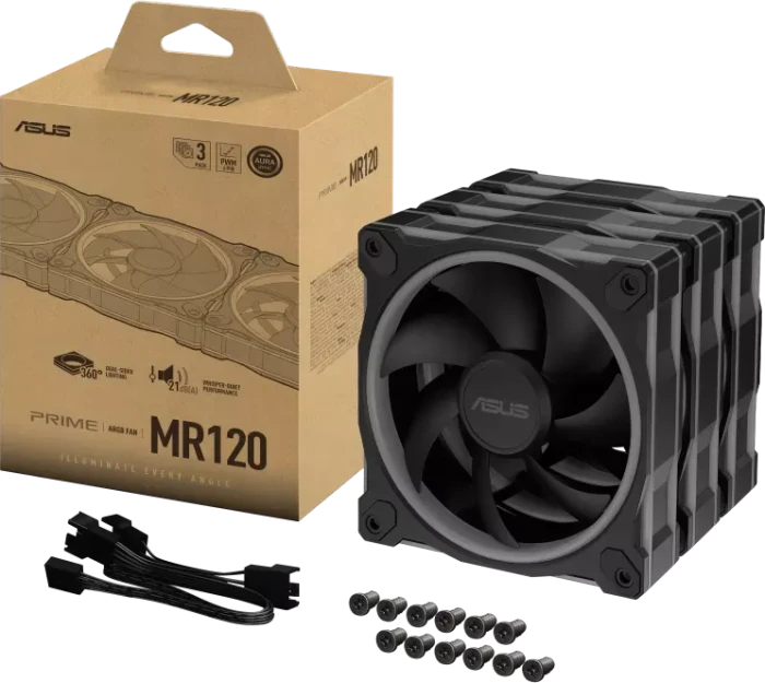 ASUS MR120 ARGB, schwarz, 120mm, 3er-Pack