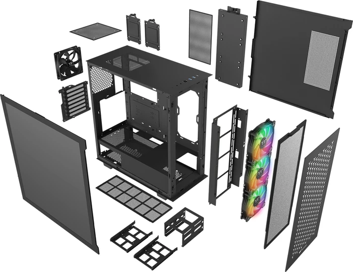 Thermaltake V350 TG ARGB Air, schwarz, Glasfenster