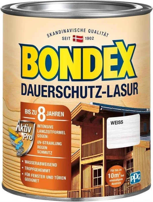 Bondex Dauerschutz-Lasur weiß, 750ml
