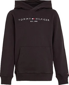 Tommy Hilfiger Essential Logo-Hoodie aus reiner Baumwolle Hoodie schwarz (Junior)
