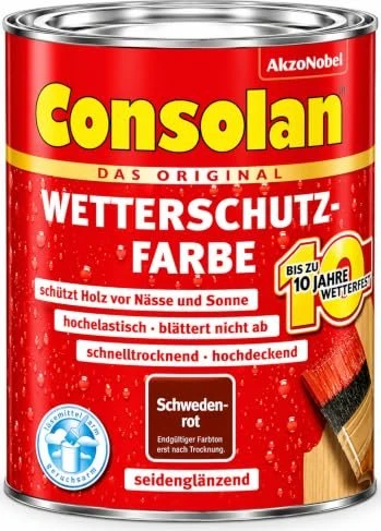 Consolan Wetterschutz-Farbe außen schwedenrot, 750ml