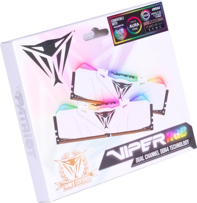 Patriot Viper RGB weiß UDIMM 16GB Kit, DDR4-2666, CL15-17-17-35, 1RX8