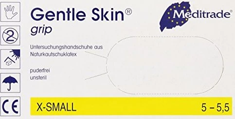 Meditrade Latex Gentle Skin Grip Einweghandschuhe XS, 100 Stück