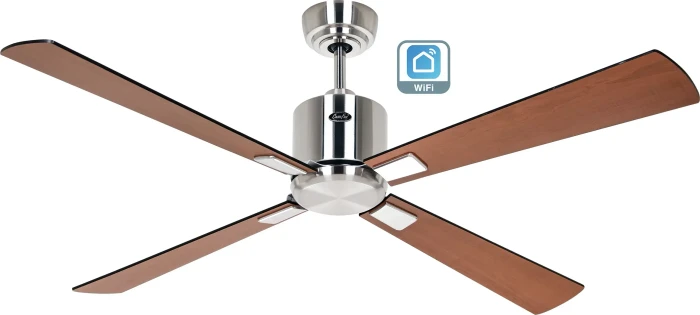 CasaFan Eco Neo III 132 BN-SW/TK WiFi Deckenventilator teak/schwarz/chrom gebürstet