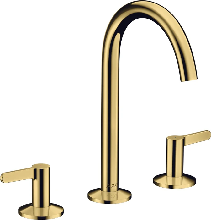 Hansgrohe Axor One 3-Loch Waschbeckenarmatur 170 Push-Open Ablaufgarnitur polished goldoptik