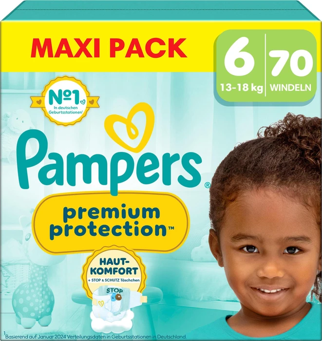 Pampers Premium Protection Gr.6 Einwegwindel, 13-18kg, 70 Stück