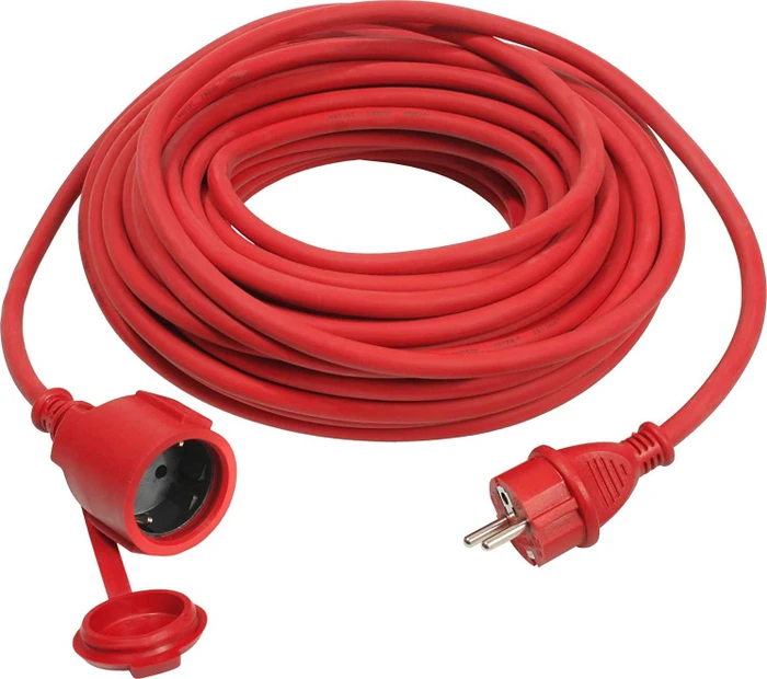 as-Schwabe Gummi Verlängerungskabel IP44 rot, H07RN-F 3G1.5, 5m