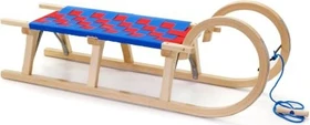 Holzfee Baran S 110 RG mit Gurtsitz Schlitten blau/rot