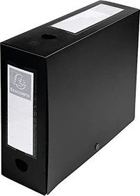 Exacompta Archivbox Kunststoff blickdicht mit Druckknopf 100mm, A4, schwarz