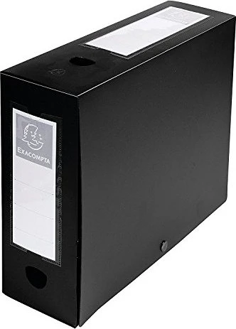 Exacompta Archivbox Kunststoff blickdicht mit Druckknopf 100mm, A4, schwarz