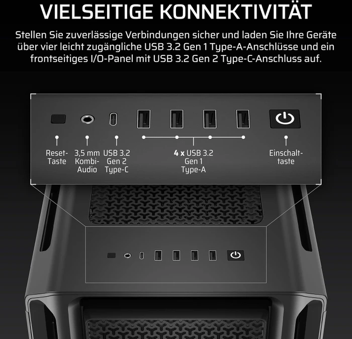Corsair iCue 5000T TG, schwarz, Glasfenster