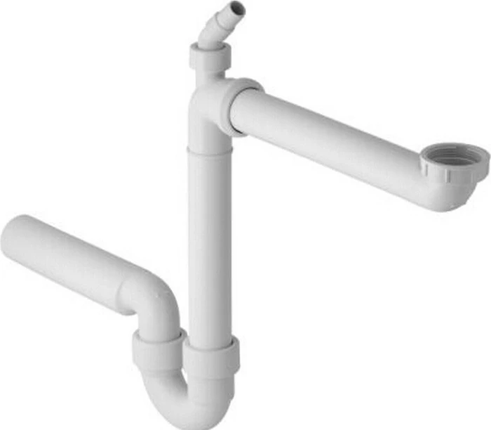 Geberit Rohrbogensiphon für Spülbecken, Raumsparmodell, mit Winkelschlauchtülle, Abgang horizontal, 50mm