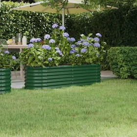 vidaXL Stahl Hochbeet oval 152x40cm grün