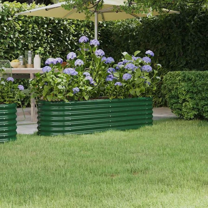 vidaXL Stahl Hochbeet oval 152x40cm grün