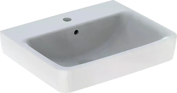 Geberit Renova Plan Waschtisch 55cm, Hahnloch mittig, mit Überlauf, weiß