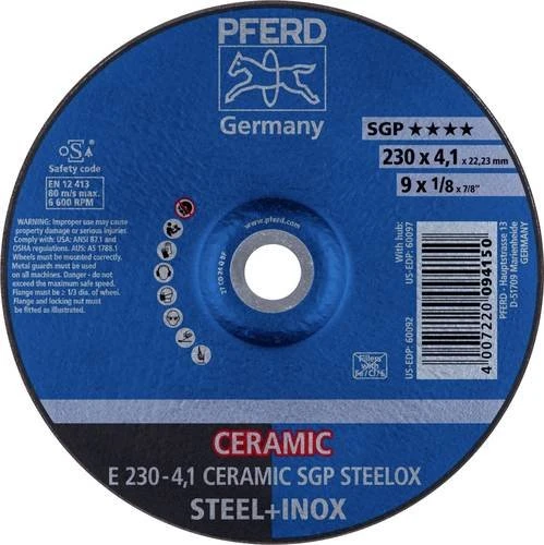 Pferd E 230-4.1 CERAMIC SGP STEELOX Schleifscheibe, 230x4.1x22.23mm, 10 Stück