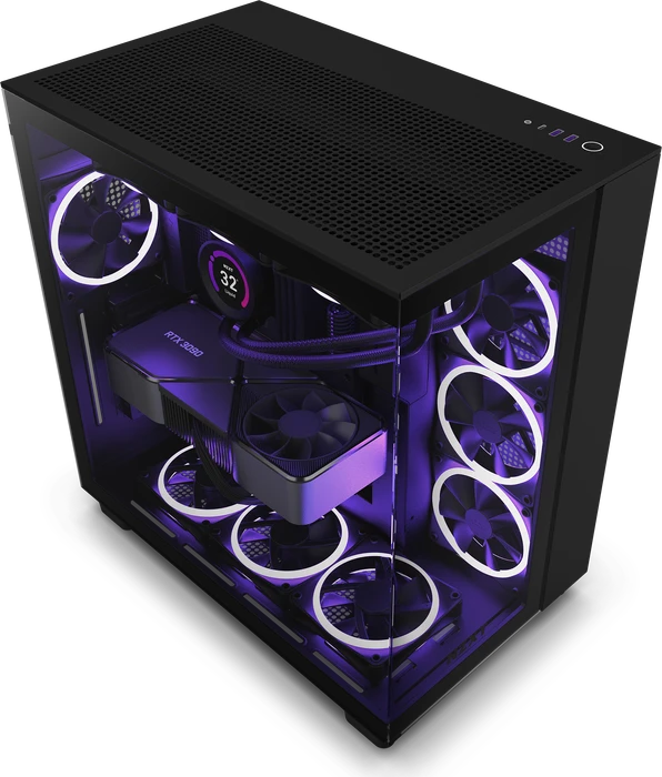 NZXT H9 Flow Black, schwarz, Glasfenster