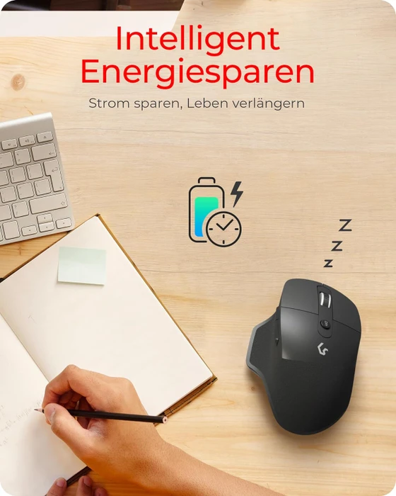 KeySonic KSM-6140BTRF-EG Wireless Ergonomic Office Mouse, schwarz, USB/Bluetooth