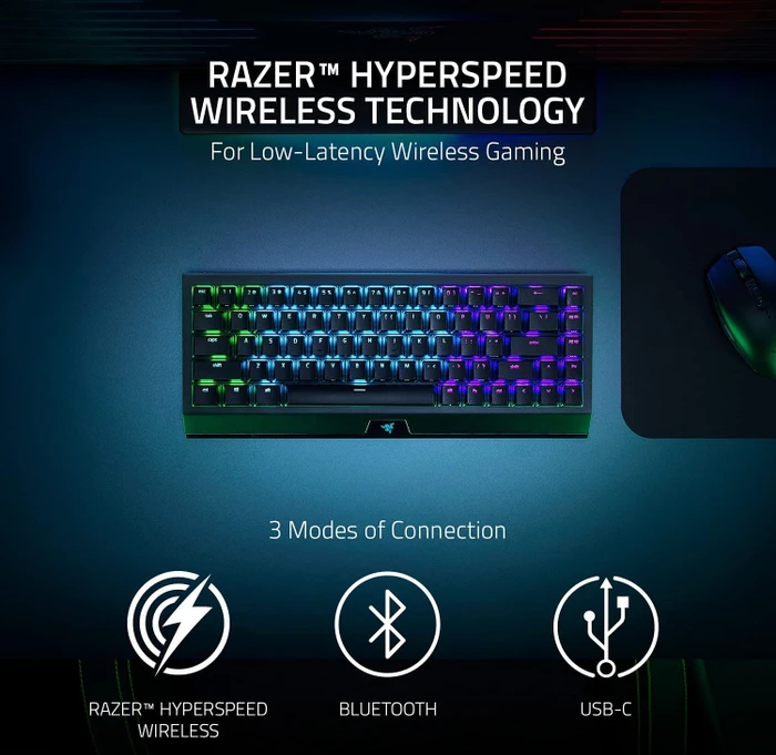 Razer BlackWidow V3 Mini HyperSpeed Phantom Edition, Razer YELLOW, USB/Bluetooth, US