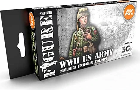 AK-Interactive 3rd Gen Acrylic Colors Figure Series WWII US Army Soldier Uniform Colors Farbset, 6-tlg.