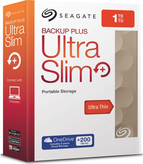 Seagate Backup Plus Ultra Slim, gold, 1TB, USB 3.0 Micro-B