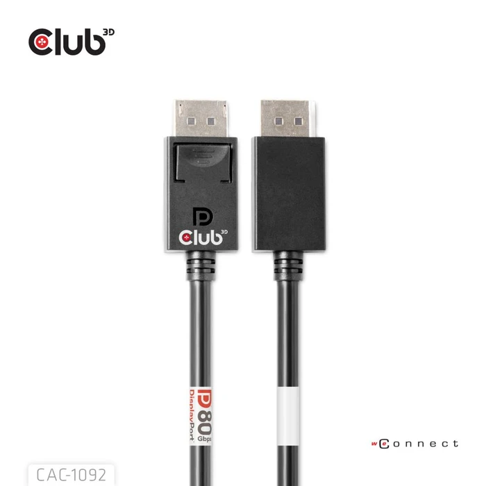 Club 3D DisplayPort 2.1 Kabel DP80 schwarz, 1.60m
