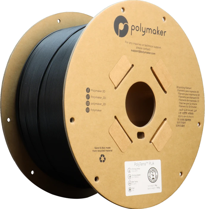 Polymaker PolyTerra PLA, Charcoal Black, Spule, 1.75mm, 3.00kg