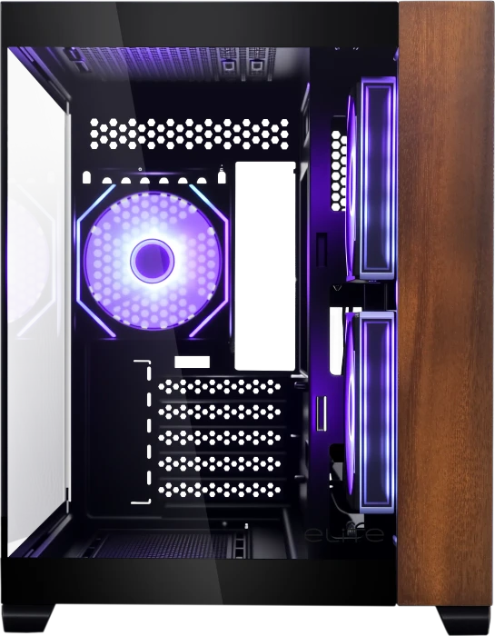 Cooler Master Elite 481 Wood Black, schwarz/braun, Glasfenster