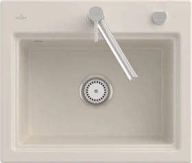 Villeroy & Boch Subway Style 60 S Einbau Becken mittig mit Ablauffernbedienung crema
