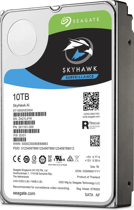Seagate SkyHawk AI +Rescue 10TB, 24/7, 512e / 3.5" / SATA 6Gb/s