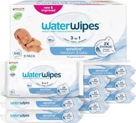 WaterWipes Feuchttücher, 540 Stück (9x 60 Stück) (verschiedene Ausführungen)