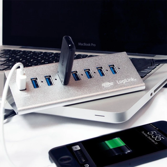 LogiLink Aluminium USB-Hub, 8x USB-A 3.0, USB 3.0 Micro-B [Buchse]