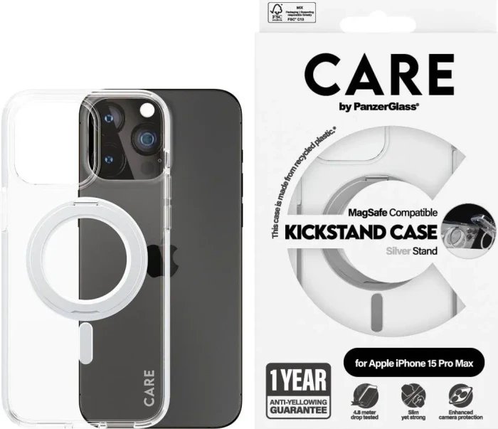 PanzerGlass Care Feature Case Kickstand MagSafe für Apple iPhone 15 Plus silber