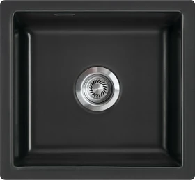 systemceram Mera 51F/o Einbau Becken mittig mit Ablauffernbedienung nero