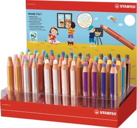 STABILO Woody 3in1 Display Wachsmalstift sortiert, 48er-Set