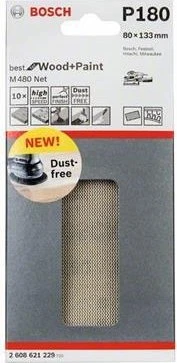 Bosch Professional M480 Best for Wood and Paint Gewebeschleifblatt K180, 80x133mm, 10 Stück