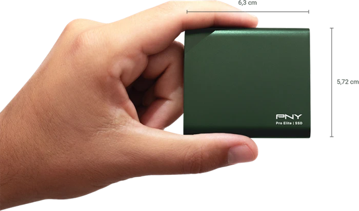 PNY Pro Elite Portable SSD, Dark Green, 250GB, USB-C 3.1