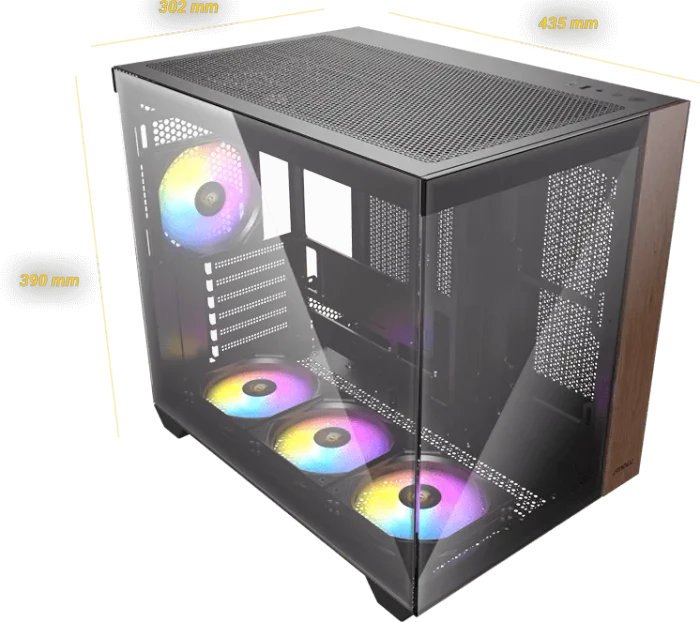 Antec CX800 Wood ARGB, schwarz/braun, Glasfenster