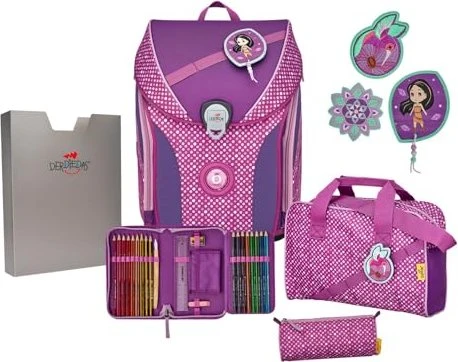 DerDieDas ErgoFlex Max Purple Dots Schultaschen-Set, 5-tlg.