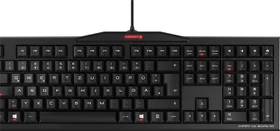 Cherry MX Board 3.0, Logo rot/Status LEDs rot, Kabel fixiert, MX BLUE, USB, DE