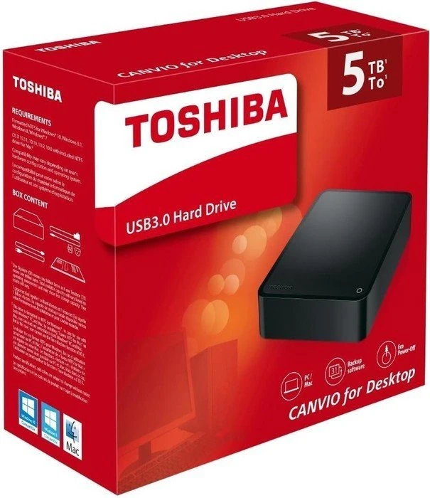 Toshiba Canvio for Desktop, 5TB, USB 3.0 Micro-B