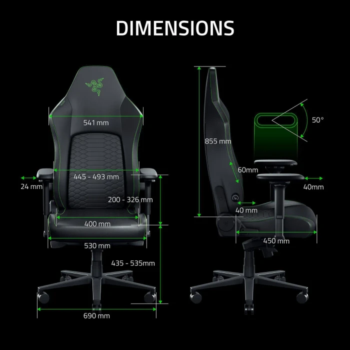 Razer Iskur V2 NewGen Gamingstuhl, schwarz/grün