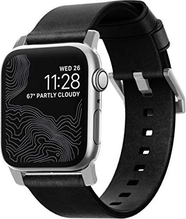Nomad Modern Strap Silver Hardware für Apple Watch 42mm/44mm schwarz
