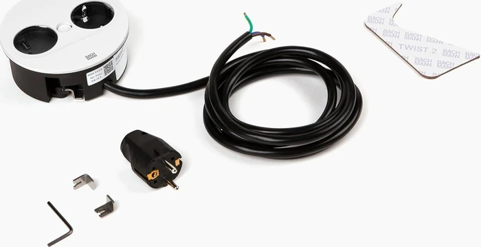 Bachmann Twist 2, 1-fach, 1x USB-Charger A/C, rund, 2m, weiß