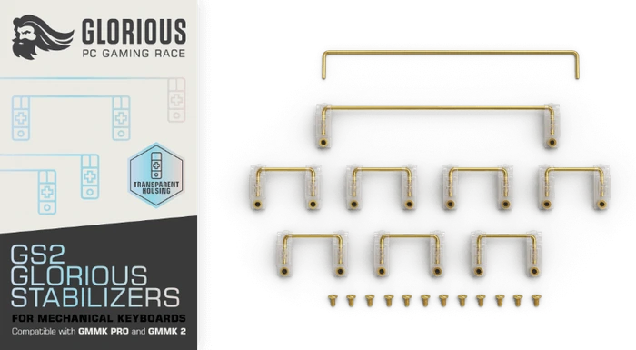 Glorious GSV2 Premium Keyboard Stabilizers Stabilisator-Set, gold/transparent