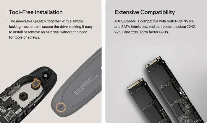 ASUS Cobble SSD Enclosure, grau, USB-C 3.1