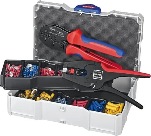 Knipex PreciForce Crimpzange inkl. Aderendhülsen-Sortiment inkl. Systainer, 22cm