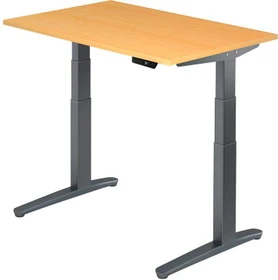 Hammerbacher Ergonomic Aktiv XBHM12 elektrisch höhenverstellbarer Sitz-Steh-Schreibtisch 120x80cm Buche/graphit