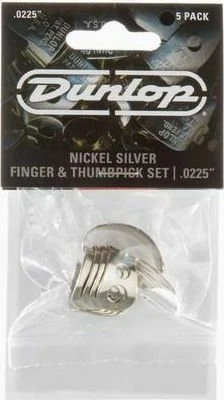 Dunlop Nickel Silver Finger & Thumbpicks, .0225", 5-Pack