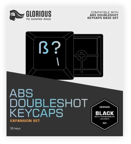 Glorious GMMK V2 Keycap German Expansion Set, Kunststoff (ABS) Double-Shot, schwarz, 26 Tasten, ISO-DE